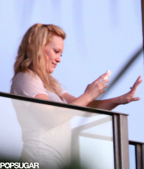 Hilary Duff snapped a picture of her brand-new engagement ring right after Mike Comrie proposed to her in Maui in February 2010.
Hilary Duff snapped a picture of her brand-new engagement ring right after Mike Comrie proposed to her in Maui in February 2010.