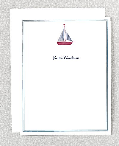 Hello!Lucky's sailboat stationery ($45 for a set of 25) features an adorable red and blue boat for your favorite little captain.
Hello!Lucky's sailboat stationery ($45 for a set of 25) features an adorable red and blue boat for your favorite little captain.