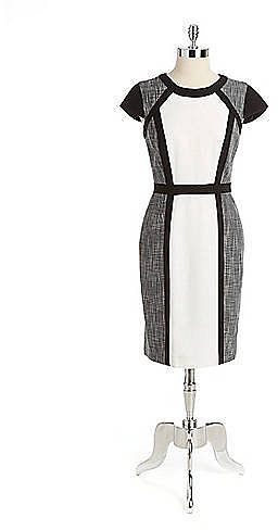 CALVIN KLEIN Mixed Media Colorblock Dress
