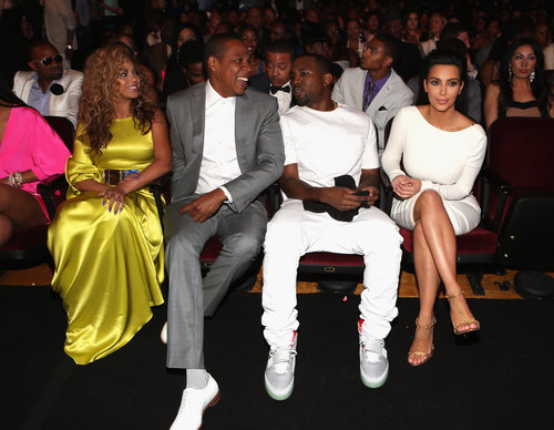 For the 2012 BET Awards, Beyoncé chose a bright Stéphane Rolland gown and Jay-Z sported a gray suit — and shared the front row with Kanye West and Kim Kardashian.
For the 2012 BET Awards, Beyoncé chose a bright Stéphane Rolland gown and Jay-Z sported a gray suit — and shared the front row with Kanye West and Kim Kardashian.