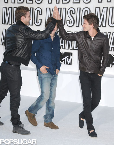 Justin Timberlake gave Andrew Garfield a high five when they attended the MTV VMAs with Jesse Eisenberg in 2010.
Justin Timberlake gave Andrew Garfield a high five when they attended the MTV VMAs with Jesse Eisenberg in 2010.