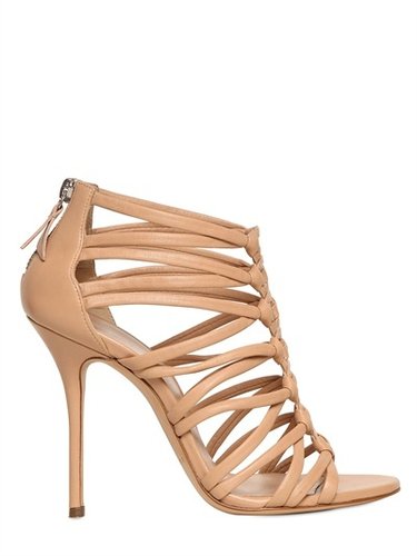 100mm Nappa Leather Peplum Sandals