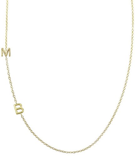 Maya Brenner Asymmetrical Mini Letter Necklace- Two Letters (Ships 4 Weeks from Order Date)