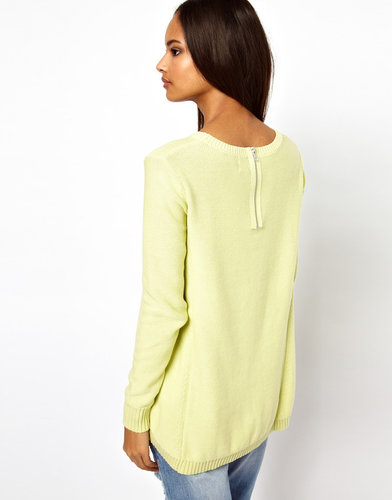 ASOS Zip Back Sweater With Hanky Hem
