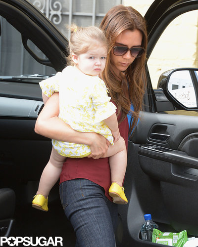 Victoria Beckham dressed Harper Beckham in a yellow dress for a lunch date in LA.
Victoria Beckham dressed Harper Beckham in a yellow dress for a lunch date in LA.