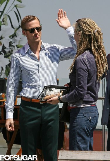Hopefully Ryan Gosling wasn't left hanging when he tried to give a crew member a high five on a movie set in April 2010 in LA.
Hopefully Ryan Gosling wasn't left hanging when he tried to give a crew member a high five on a movie set in April 2010 in LA.