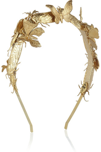 Beautiful gold butterflies dance across this ethereal gold Eugenia Kim Milou embellished headband ($388).
Beautiful gold butterflies dance across this ethereal gold Eugenia Kim Milou embellished headband ($388).