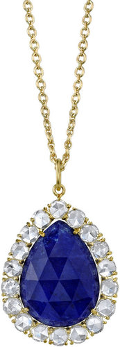 Irene Neuwirth Lapis & Diamond Pear-Shaped Pendant Necklace