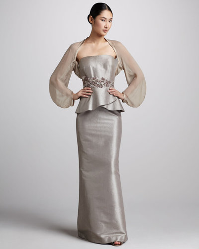 Kay Unger New York Strapless Peplum Gown