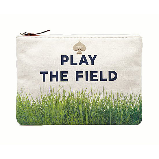Got a gaggle of single gals in your bridal party? Remind them to play the field with Kate Spade's Cosmetic Case ($78).
Got a gaggle of single gals in your bridal party? Remind them to play the field with Kate Spade's Cosmetic Case ($78).