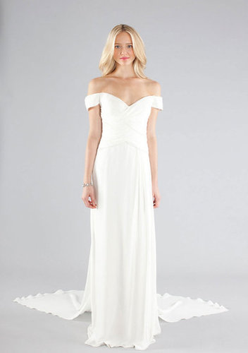 Nicole Miller's off-the-shoulder gown ($1,245) is simple in terms of the fabric — no embellishments, no sequins, nothing — but the off-shoulder detail makes it a must have.
Nicole Miller's off-the-shoulder gown ($1,245) is simple in terms of the fabric — no embellishments, no sequins, nothing — but the off-shoulder detail makes it a must have.