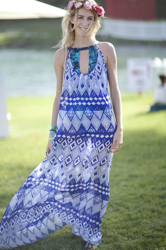 We couldn't close out the weekend without showing you one floral headpiece. This festival goer got it right with her rose headband and flowy tribal print maxidress.
We couldn't close out the weekend without showing you one floral headpiece. This festival goer got it right with her rose headband and flowy tribal print maxidress.