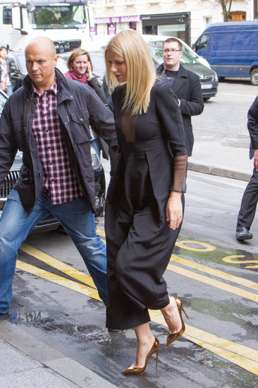 Gwyneth Paltrow was spotted in Paris wearing a sheer-infused Barbara Casasola black jumpsuit during her Iron Man 3 promo tour.
Gwyneth Paltrow was spotted in Paris wearing a sheer-infused Barbara Casasola black jumpsuit during her Iron Man 3 promo tour.