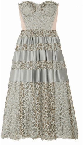 Temperley London Satin-trimmed lace dress