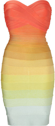 Hervé Léger Rainbow Strapless Bandage Dress