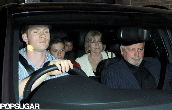 Brooklyn and Romeo Beckham rode home with grandparents Jackie and Anthony Adams.
Brooklyn and Romeo Beckham rode home with grandparents Jackie and Anthony Adams.