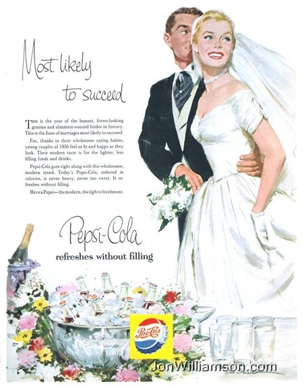 I don't think they had figured out yet that drinking soda probably isn't the best way to slim down before your wedding day.
I don't think they had figured out yet that drinking soda probably isn't the best way to slim down before your wedding day.
