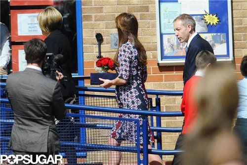 Kate Middleton walked into the school.
Kate Middleton walked into the school.
