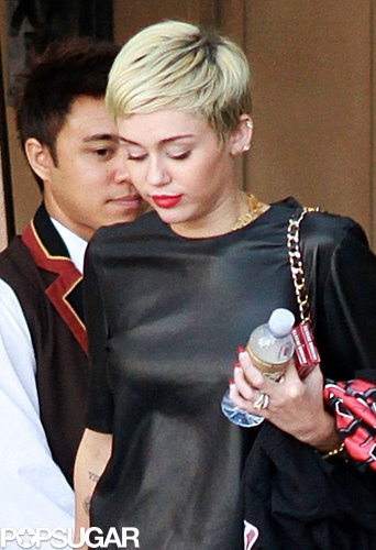 Miley Flaunts Her Ring — and Addresses Jennifer Lawrence's Haircut Miley Flaunts Her Ring — and Addresses Jennifer Lawrence's Haircut