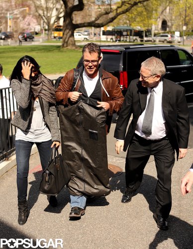Matt and Luciana Damon made their way into a Harvard University theater on Thursday.
Matt and Luciana Damon made their way into a Harvard University theater on Thursday.