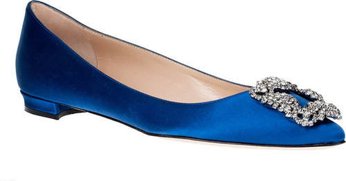Manolo Blahnik Hangisi satin flat royal blue
