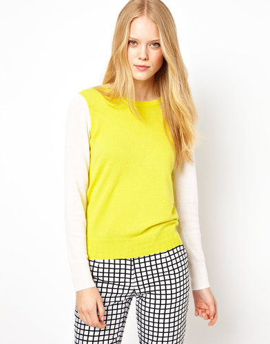 Equipment Crew Neck Cashmere Sweater with Contrast Sleeves