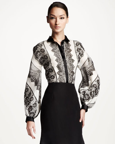Carolina Herrera Lace Striped Blouse