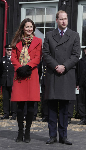 She wore a red Armani coat, complete with yellow plaid scarf, for a visit to the Dumfries House in Scotland.
She wore a red Armani coat, complete with yellow plaid scarf, for a visit to the Dumfries House in Scotland.