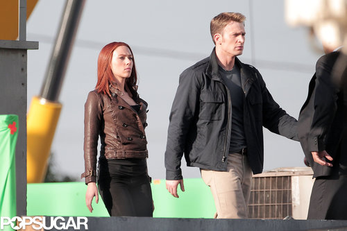 Scarlett Kicks Captain America Filming Into High Gear With Chris Evans Scarlett Kicks Captain America Filming Into High Gear With Chris Evans