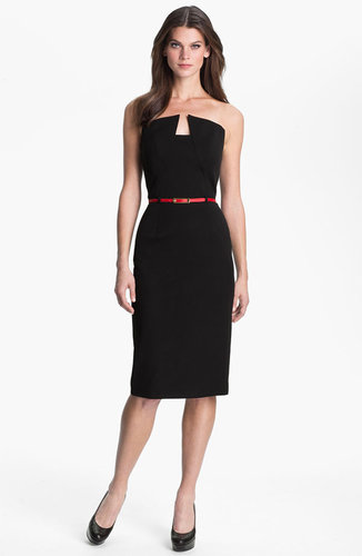 Black Halo 'Lena' Notch Neck Belted Sheath Dress
