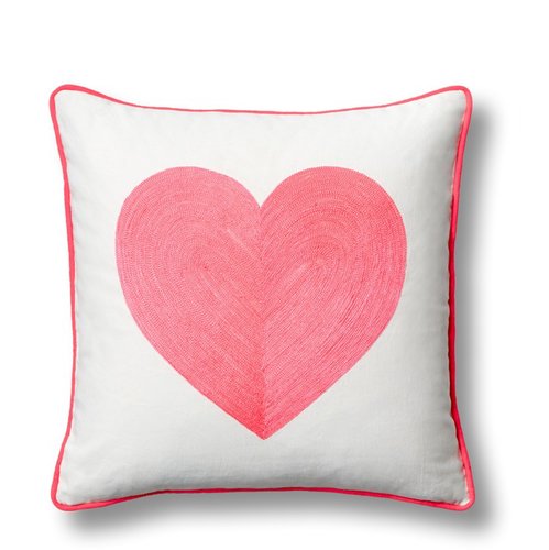 Embroidered Neon Heart Pillow Cover