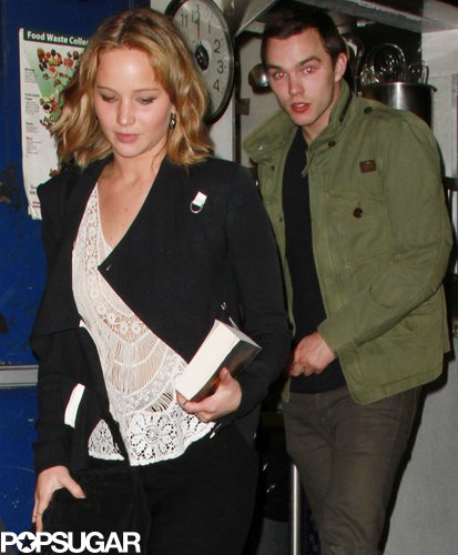 Jennifer Lawrence and Nicholas Hoult left The Little Door restaurant in LA together.
Jennifer Lawrence and Nicholas Hoult left The Little Door restaurant in LA together.