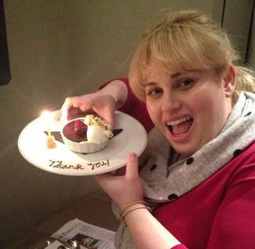 Rebel Wilson celebrated reaching one million Twitter followers with a snack.
Source: Twitter user RebelWilson
Rebel Wilson celebrated reaching one million Twitter followers with a snack.
Source: Twitter user RebelWilson
