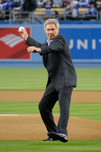 Harrison Ford took the field in LA to throw out the first pitch for the Dodgers in April.
Harrison Ford took the field in LA to throw out the first pitch for the Dodgers in April.