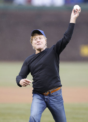 Robert Redford gave the ceremonial first pitch his all at a Chicago Cubs game in April 2011.
Robert Redford gave the ceremonial first pitch his all at a Chicago Cubs game in April 2011.