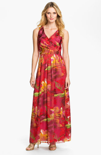Donna Ricco Surplice Print Maxi Dress