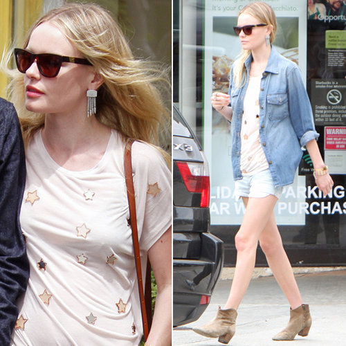 Kate Bosworth paired her Louisiana Purchase ($165) Westward Leaning sunglasses with a Mulberry t-shirt, denim shorts, and JewelMint baubles for a stroll around LA with her main man, Michael Polish.
Kate Bosworth paired her Louisiana Purchase ($165) Westward Leaning sunglasses with a Mulberry t-shirt, denim shorts, and JewelMint baubles for a stroll around LA with her main man, Michael Polish.
