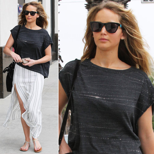 Jennifer Lawrence chose these Westward Leaning Sleeping Beauty ($195) shades to top her striped maxi and boxy tee.
Jennifer Lawrence chose these Westward Leaning Sleeping Beauty ($195) shades to top her striped maxi and boxy tee.