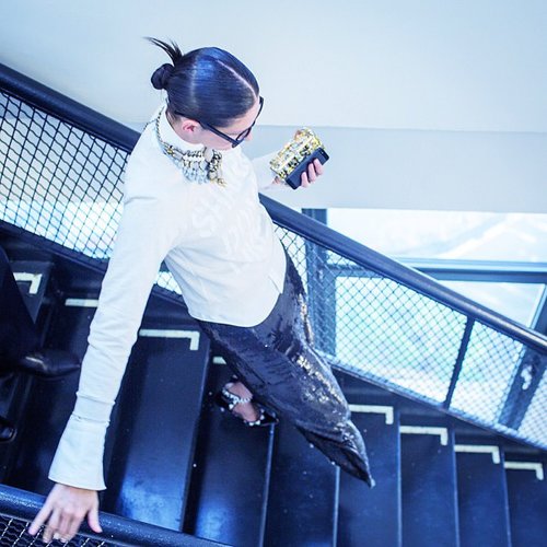 Jenna Lyons made her way down the steps in sequins and statement jewelry.
Source: Instagram user jcrew
Jenna Lyons made her way down the steps in sequins and statement jewelry.
Source: Instagram user jcrew