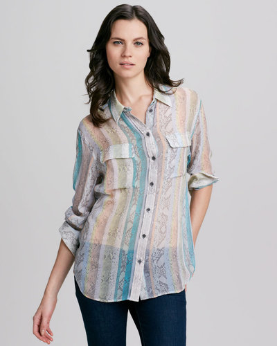 Equipment Signature Python-Stripe Blouse