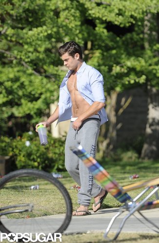 Zac Efron showed his abs on the Townies set.
Zac Efron showed his abs on the Townies set.