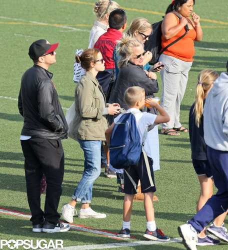 Reese Witherspoon and Ryan Phillippe reunited on the sidelines of their daughter Ava's track meet in LA.
Reese Witherspoon and Ryan Phillippe reunited on the sidelines of their daughter Ava's track meet in LA.