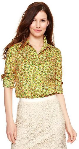 Fitted boyfriend print shirt