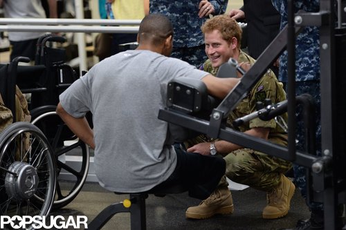 Prince Harry joked around with injured vets at the Walter Reed Memorial Hospital for Injured Servicemen.
Prince Harry joked around with injured vets at the Walter Reed Memorial Hospital for Injured Servicemen.