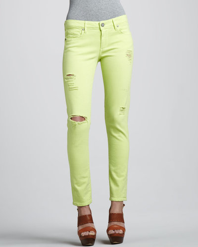 Paige Denim Skyline Ankle Peg Jeans, Neon Citron