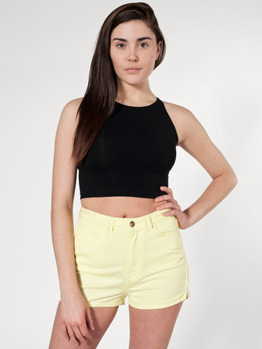 Stretch Twill High-Waist Side Zipper Short