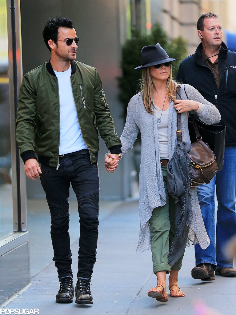 Jennifer Aniston went shopping with Justin Theroux. Jennifer Aniston went shopping with Justin Theroux.