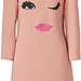 Moschino C&C Blush Crepe Embroidered Shift Dress