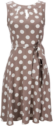 Taupe Polka Dot Petite Dress