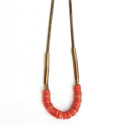 Hey Murphy Brass And Coral Necklace